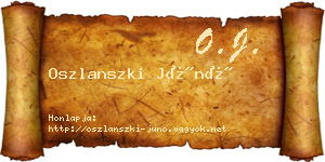 Oszlanszki Júnó névjegykártya